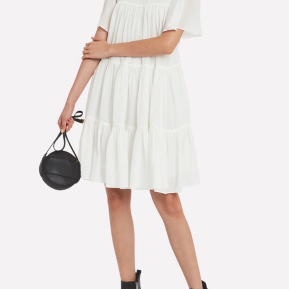 Anine Bing White Tabitha Seersucker Silk Blend Dress